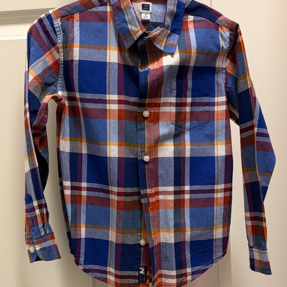 Janie and Jack Boys size 5  Multicolor Plaid long sleeve Shirt